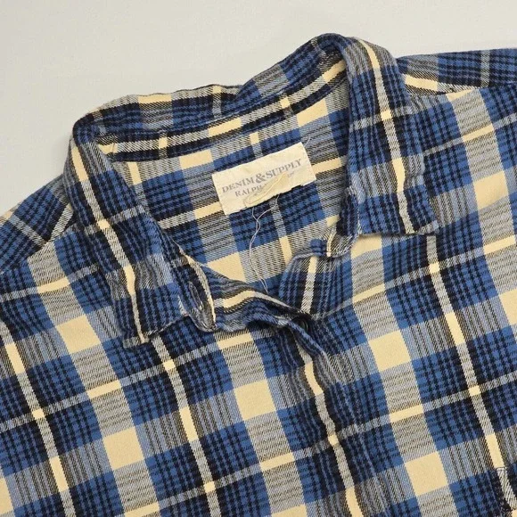 Denim & Supply Womens Plaid Button Up Shirt Blue Size Large Long Sleeve Casual - Picture 2 of 12